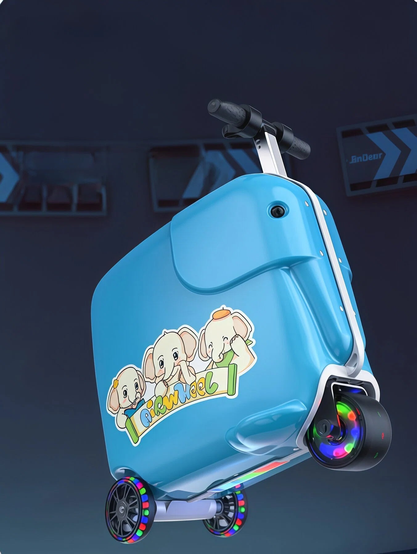 Ride-on suitcase with handle and wheels for kids