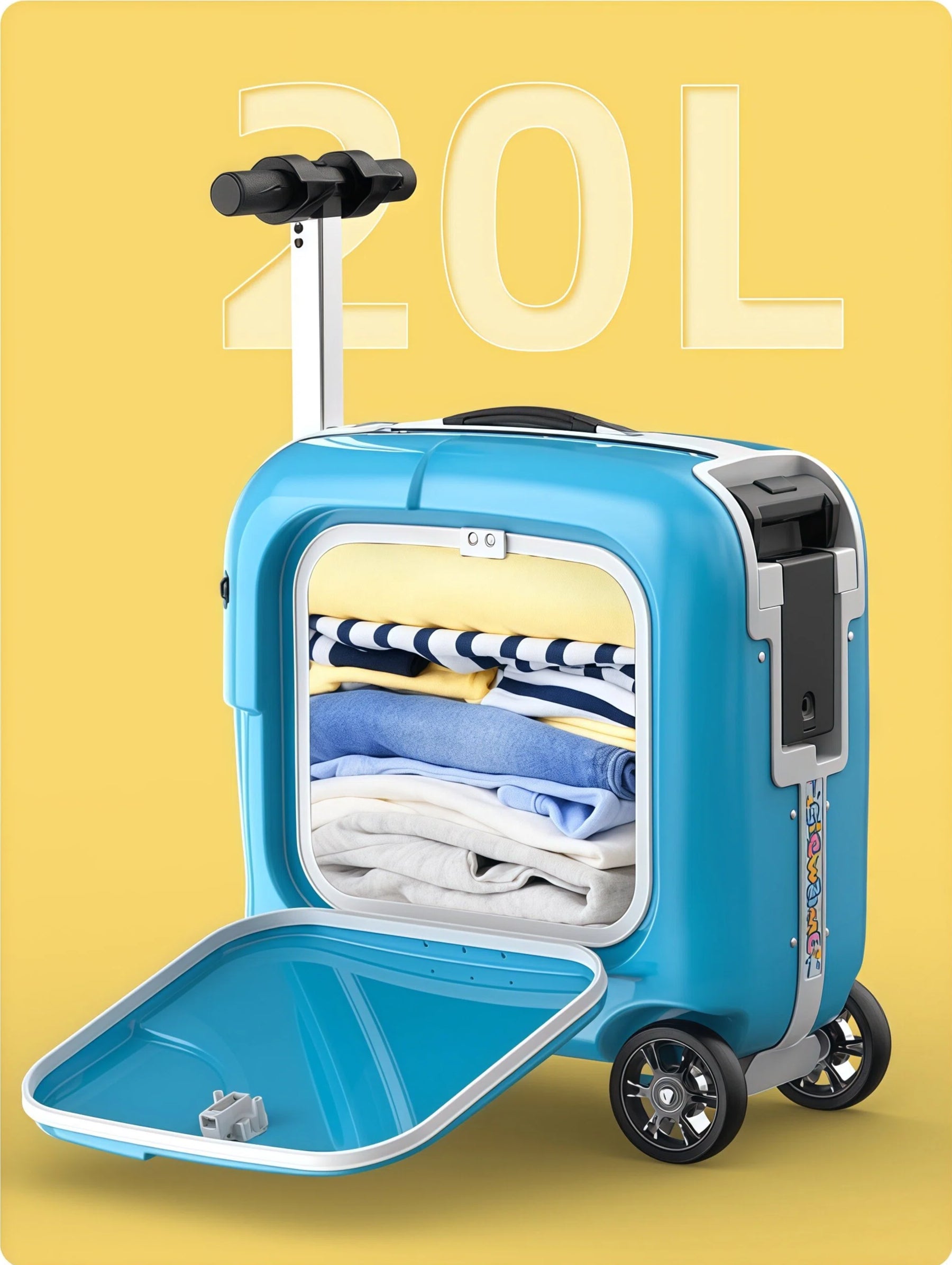 Blue Airwheel SQ3S electric scooter suitcase front view