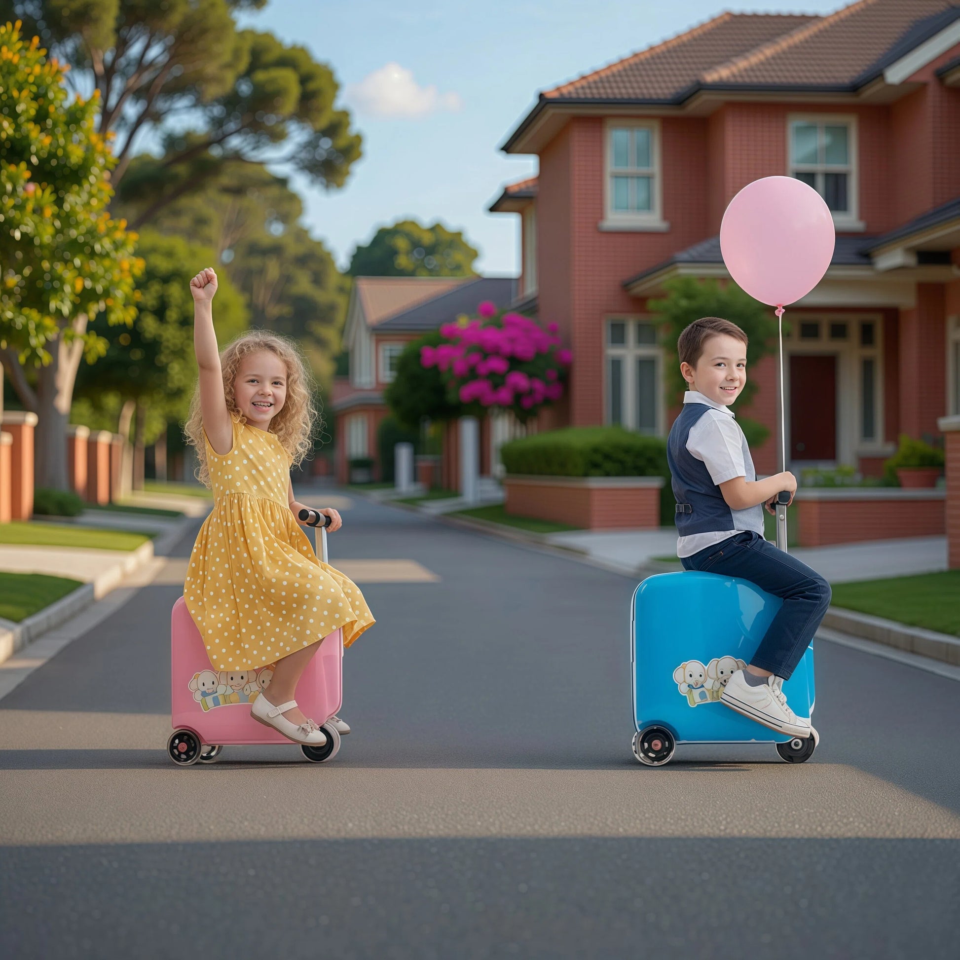 Smart kids scooter luggage with electric motor