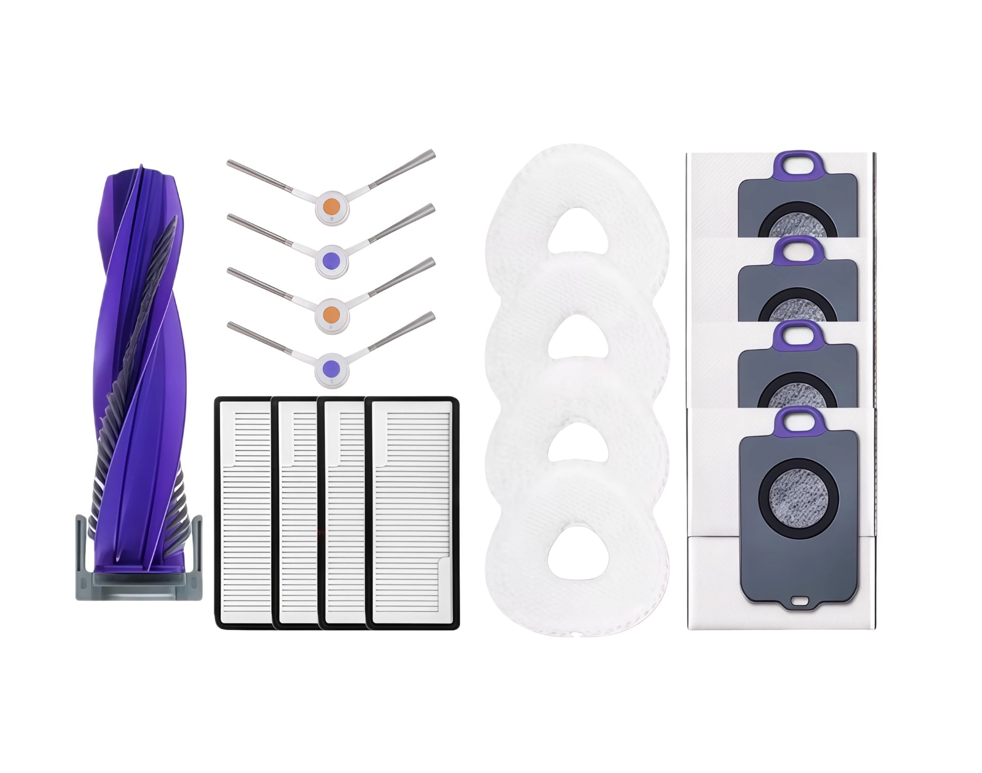 Narwal Robot Vacuum Accessory Kit for Freo Z Ultra – includes main brush, side brushes, HEPA filters, mop pads, and dust bags.