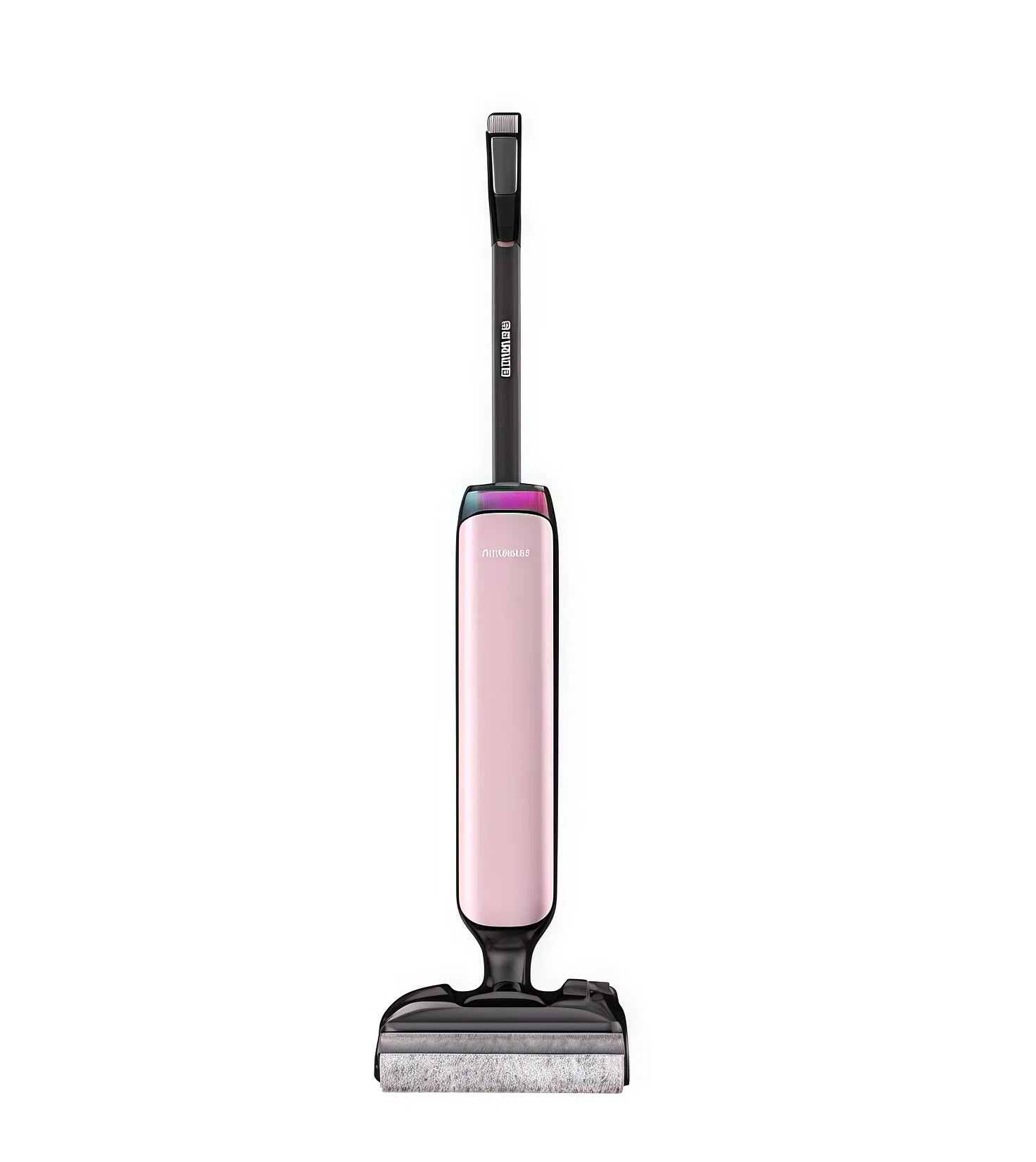 A front-facing studio shot of the Tineco FLOOR ONE S7 Artist cordless  vacuum and mop, displaying its elegant pink and black design and the soft roller brush head.