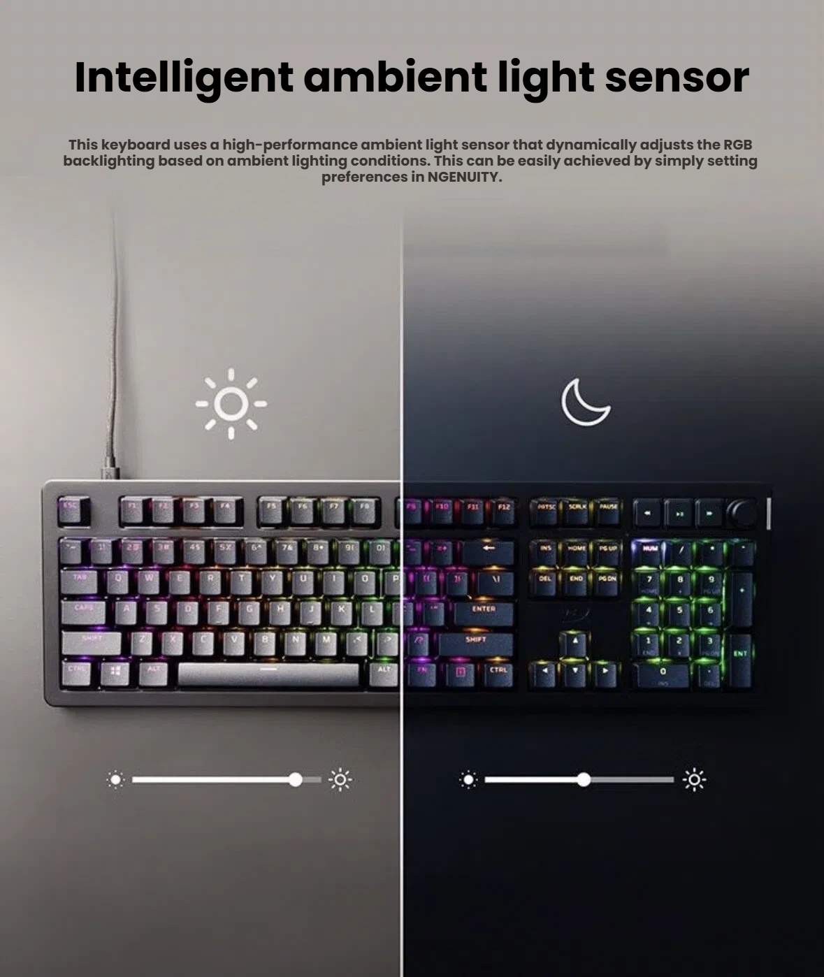 HyperX Alloy Rise keyboard with detachable USB-C cable and gasket-mount construction