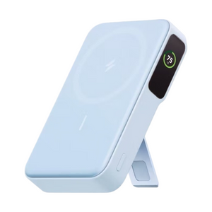 Anker MagGo A1654 10K power bank in blue with fold-out stand