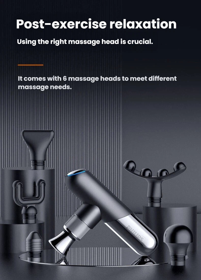 Philips PPM7521BK sports massage gun used for deep tissue muscle recovery
