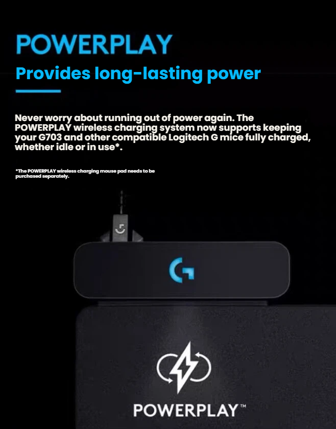 Logitech G703 POWERPLAY wireless charging compatibility callout