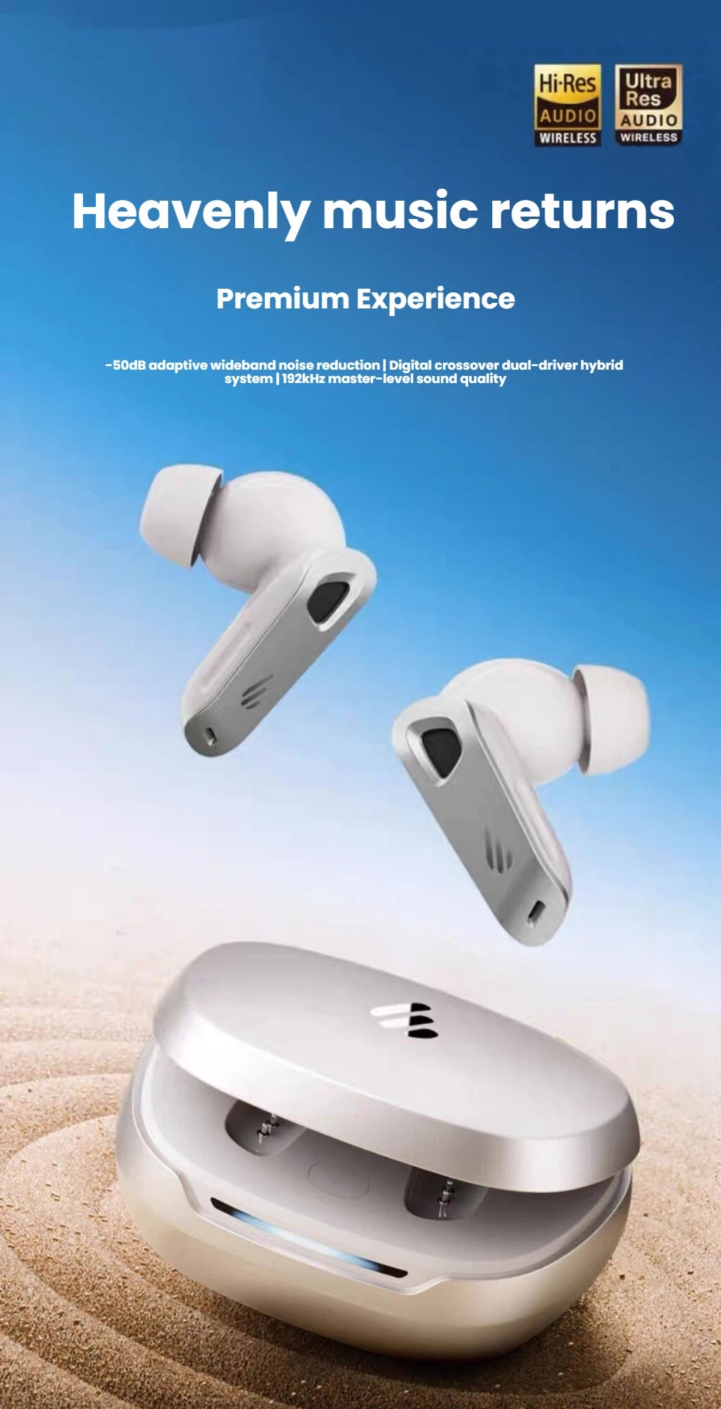 Edifier NeoBuds Pro 3 Wide-Band Multi-Channel ANC up to -50dB feature callout