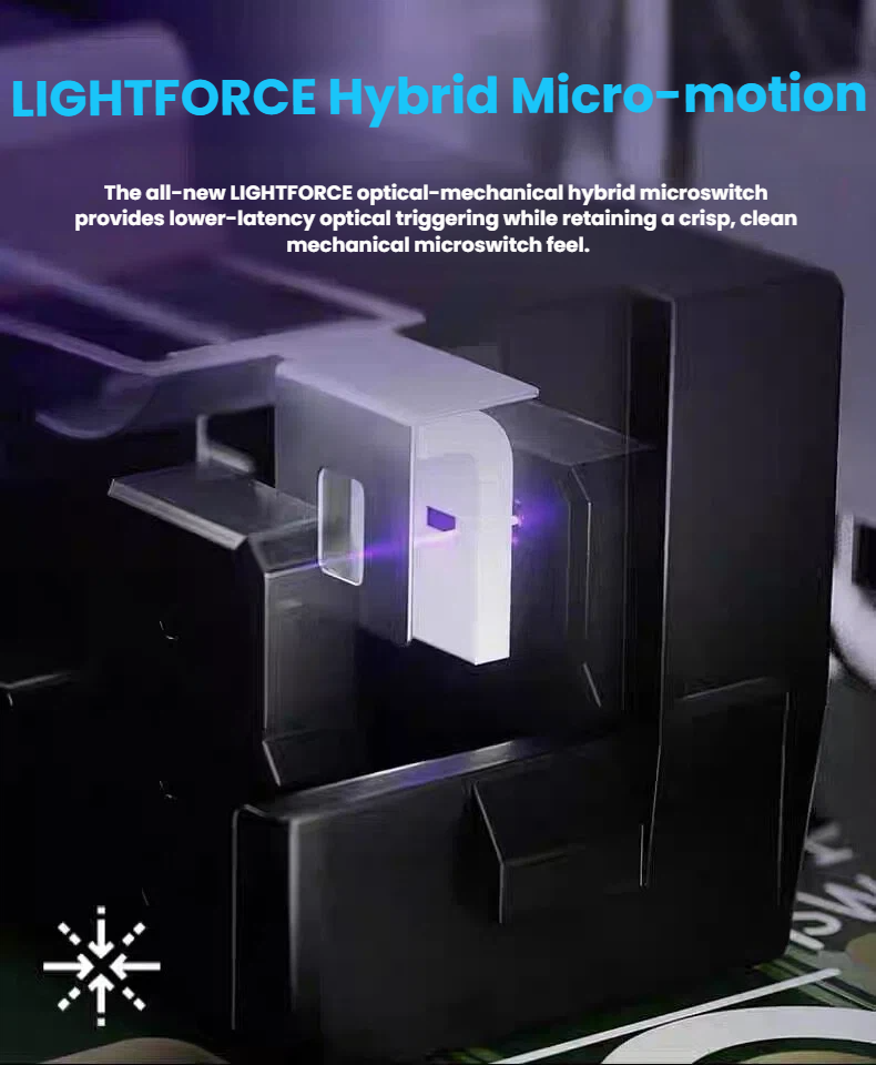 Logitech G502 X Plus LIGHTFORCE hybrid switch detail