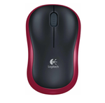 Logitech M185 wireless mouse in red 2.4GHz USB nano receiver layout