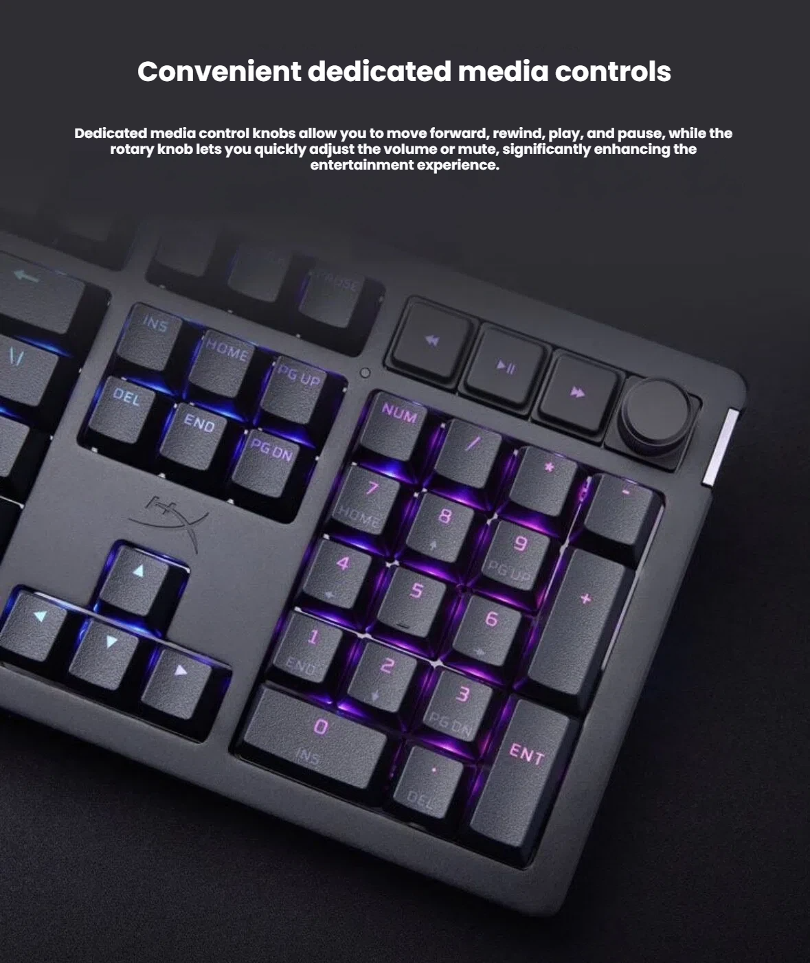 HyperX Alloy Rise double-shot PBT keycaps detail view