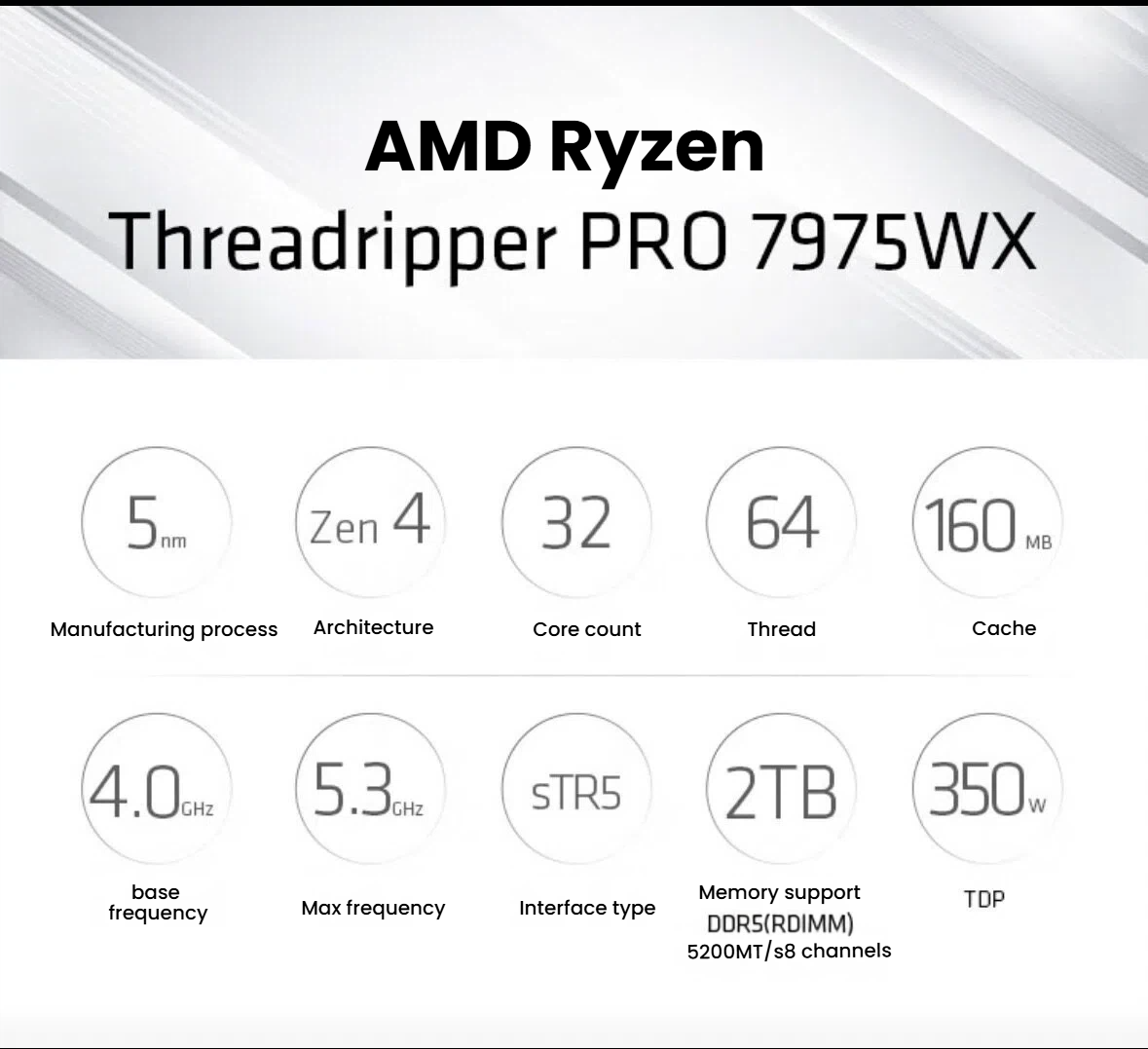 AMD Ryzen Threadripper PRO 7975WX 处理器规格图