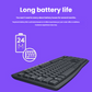 Logitech K270 spill-resistant construction and adjustable tilt legs detail shot
