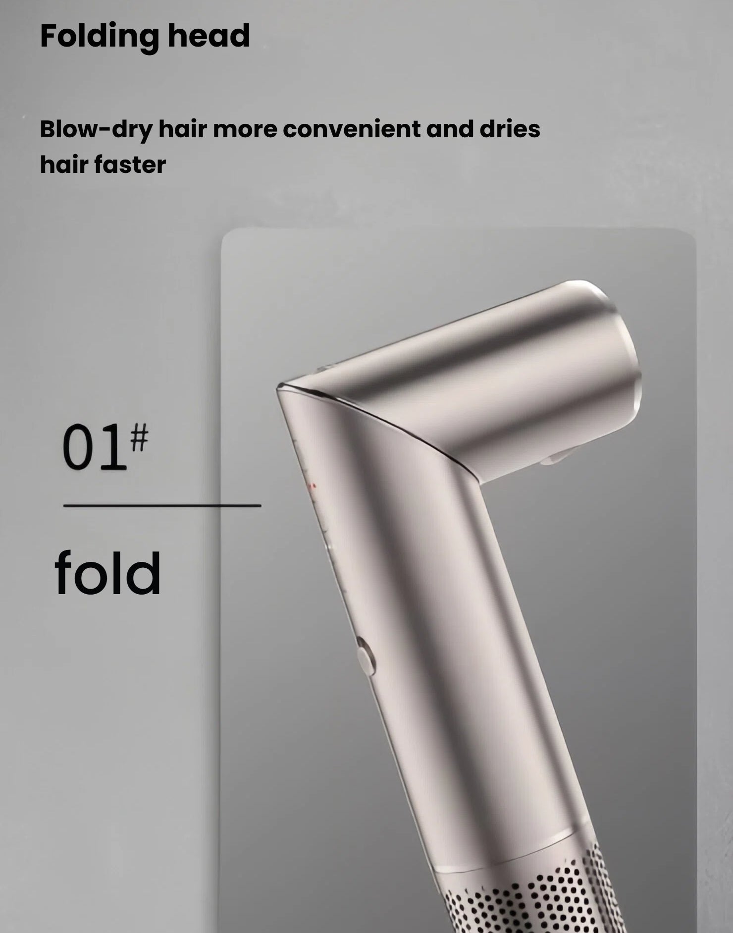 Close-up of 6-in-1 Ultra Styler’s foldable head mechanism. Allows compact storage and convenient travel use while maintaining efficient airflow for faster drying.
