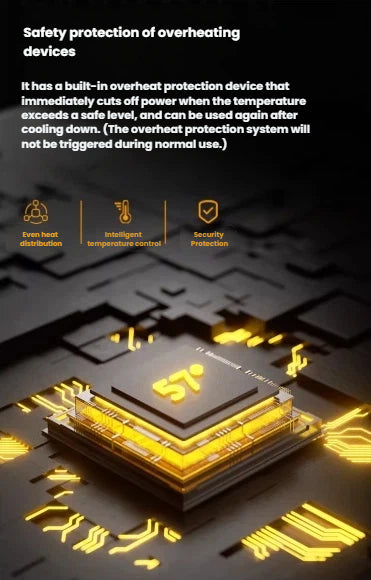 Safety chip graphic showing built-in overheat protection system in 6-in-1 Ultra Styler. Automatically shuts off when temperature exceeds safe levels, ensuring long-term safety and durability.