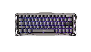 GravaStar Mercury V60 Pro 60% Hall Effect gaming keyboard hero shot in cyber-mecha aluminium design