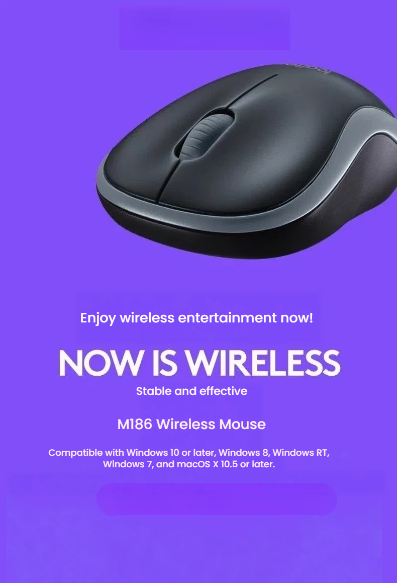 Logitech M185 wireless mouse in use on laptop everyday productivity setup