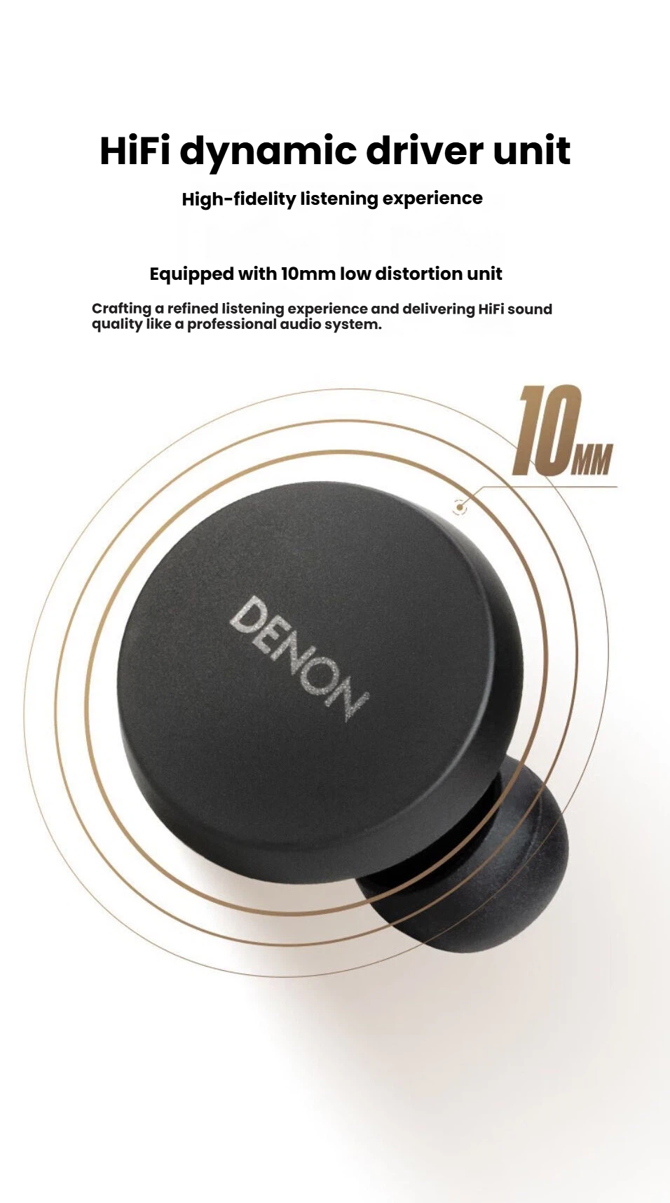 Denon PerL 10mm hand-tuned dynamic driver detail