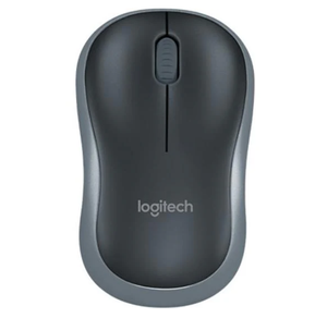 Logitech M185 wireless mouse in grey top view with USB nano receiver