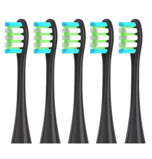 Five black Oclean replacement electric toothbrush heads