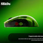 Close-up of the 8BitDo Retro R8 Mouse’s side profile, highlighting four customizable side buttons (two per side) in red, green, blue, and orange. Designed for symmetrical left- and right-hand use, these programmable keys allow full customization for gaming or productivity tasks.