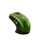 Side view of the 8BitDo Retro R8 Mouse in Xbox Edition, featuring a translucent green shell with retro circuit-style etchings. The ergonomic, symmetrical design supports both left- and right-handed users, combining vintage aesthetics with modern gaming performance.