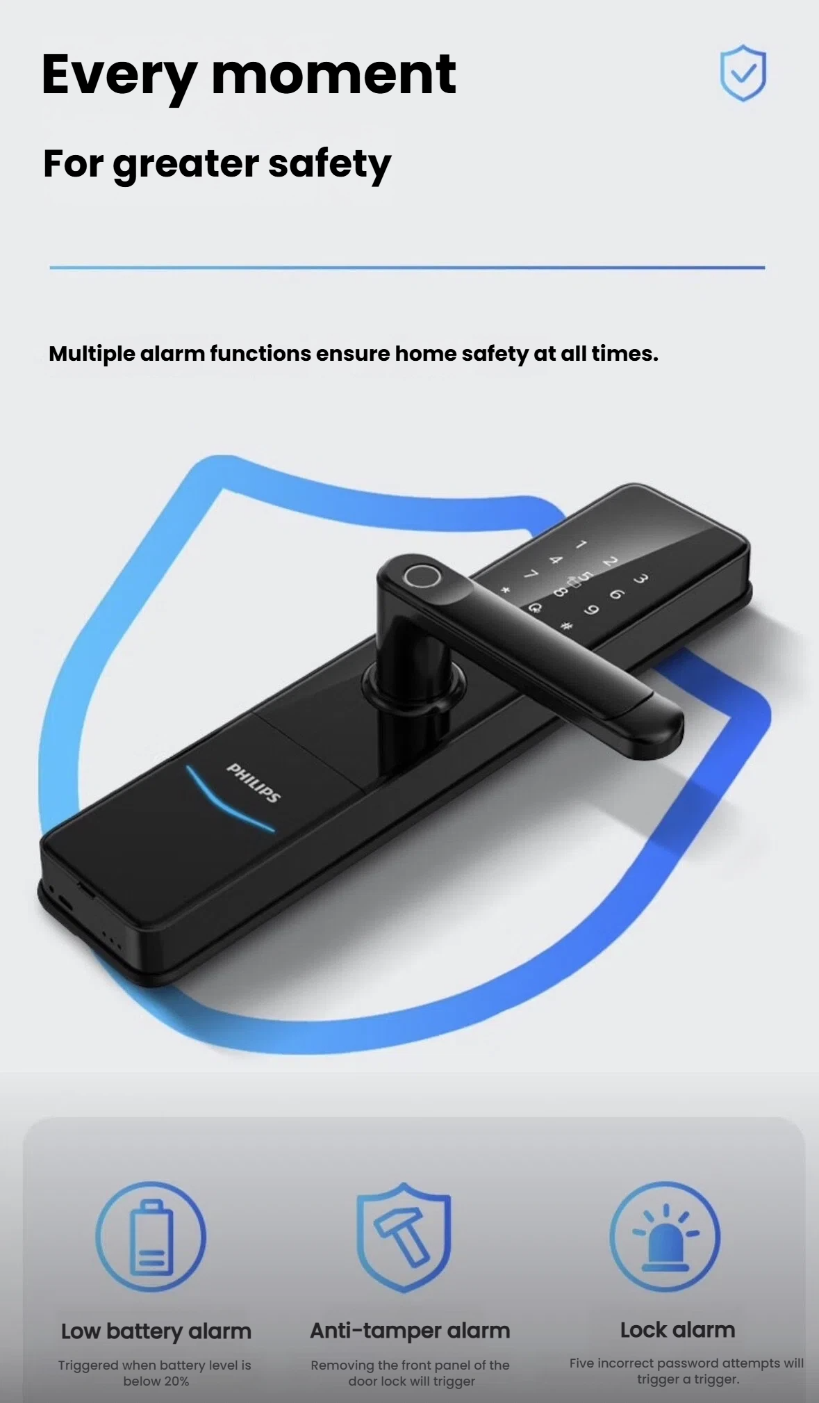 Philips DDL603E-5HWS smart lever lock — installed on residential timber door
