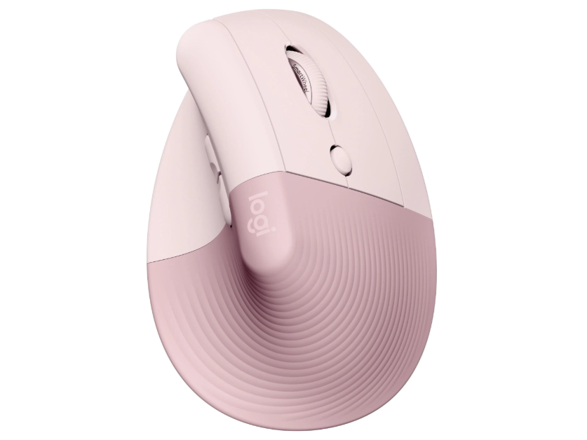 Logitech Lift vertical ergonomic mouse in off-white side view