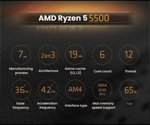 AMD Ryzen 5 5500 processor specifications graphic