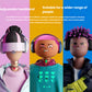 Three diverse avatars wearing the G435 in different colors, showcasing the adjustable headband and hearing-safe volume limiter for kids and adults.