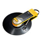 Yellow Audio-Technica AT-SB727 Sound Burger portable Bluetooth turntable playing a black vinyl record, compact retro design.