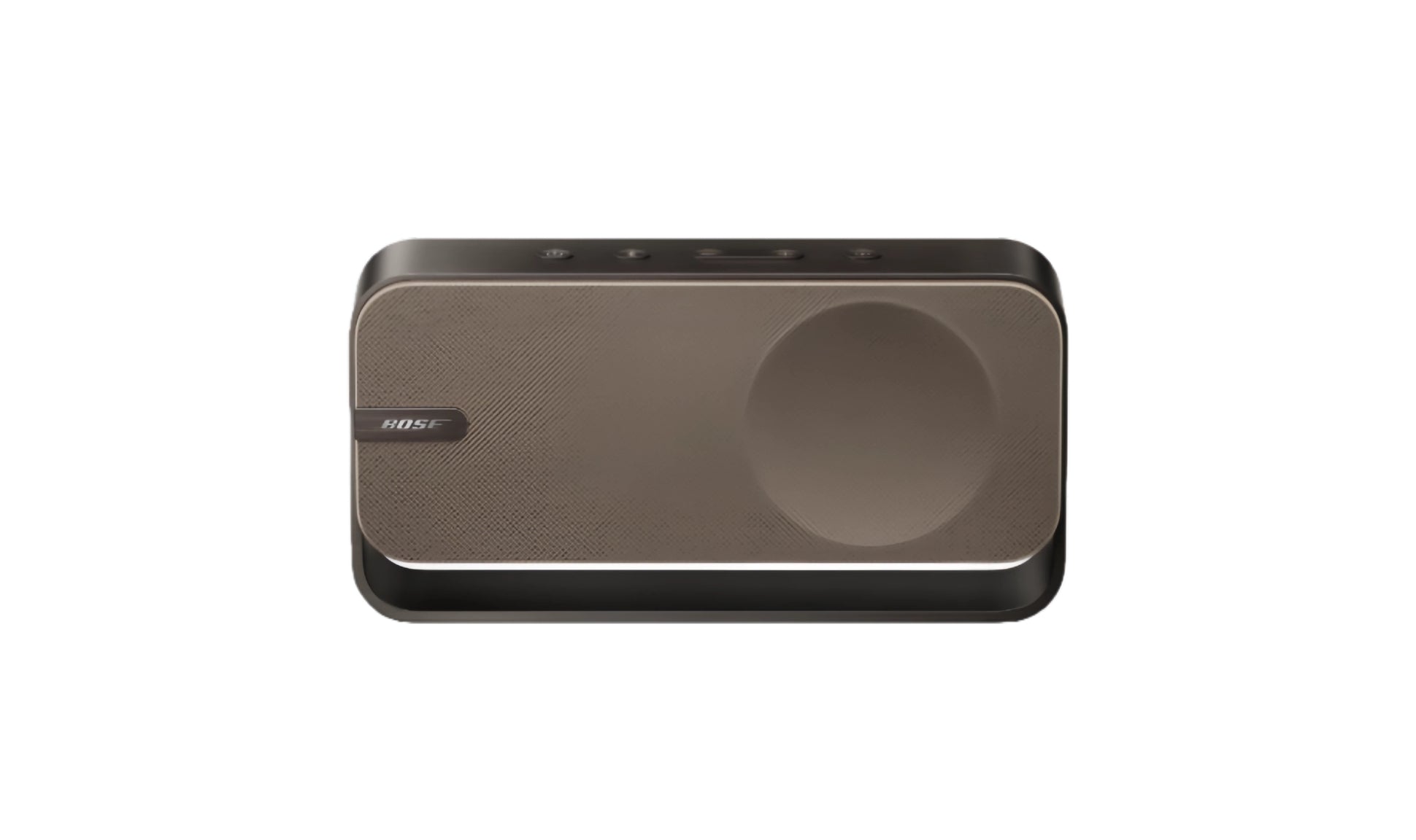 A top-down view of the Bose SoundLink Home Bluetooth Speaker in a sophisticated black and bronze finish, highlighting its premium and elegant aesthetic.