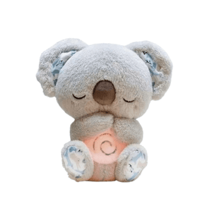 Breathing koala plushie, soft and grey colour with a pink light in the tummy area