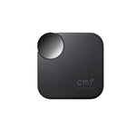Black CMF Buds 2a charging case with a glossy rotating control knob and subtle "cmf by NOTHING" logo, emphasizing a minimalist, high-end design suitable for daily use.