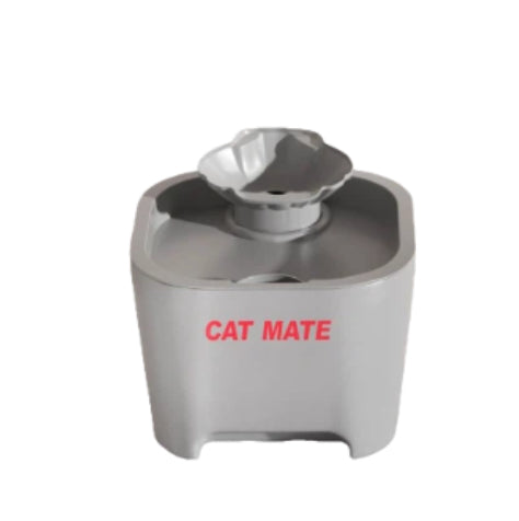 Cat Mate blue and white pet water fountain with wide base and flower-shaped drinking bowl — stylish, stable, and easy to clean