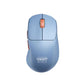 Top-down view of the Cherry Xtrfy M64 WL wireless gaming mouse in blue, featuring a soft matte finish, rust-colored scroll wheel and side buttons, and the signature "CHERRY XTRFY" branding. A stylish and ergonomic option for gamers who prefer a unique color scheme without sacrificing performance.
