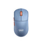 Top-down studio shot of the Cherry Xtrfy M68 WL wireless gaming mouse in blue, featuring a soft matte finish, rust-colored scroll wheel and side buttons, and the signature "CHERRY XTRFY" branding. A stylish and ergonomic option for gamers who prefer a unique color scheme without sacrificing performance.