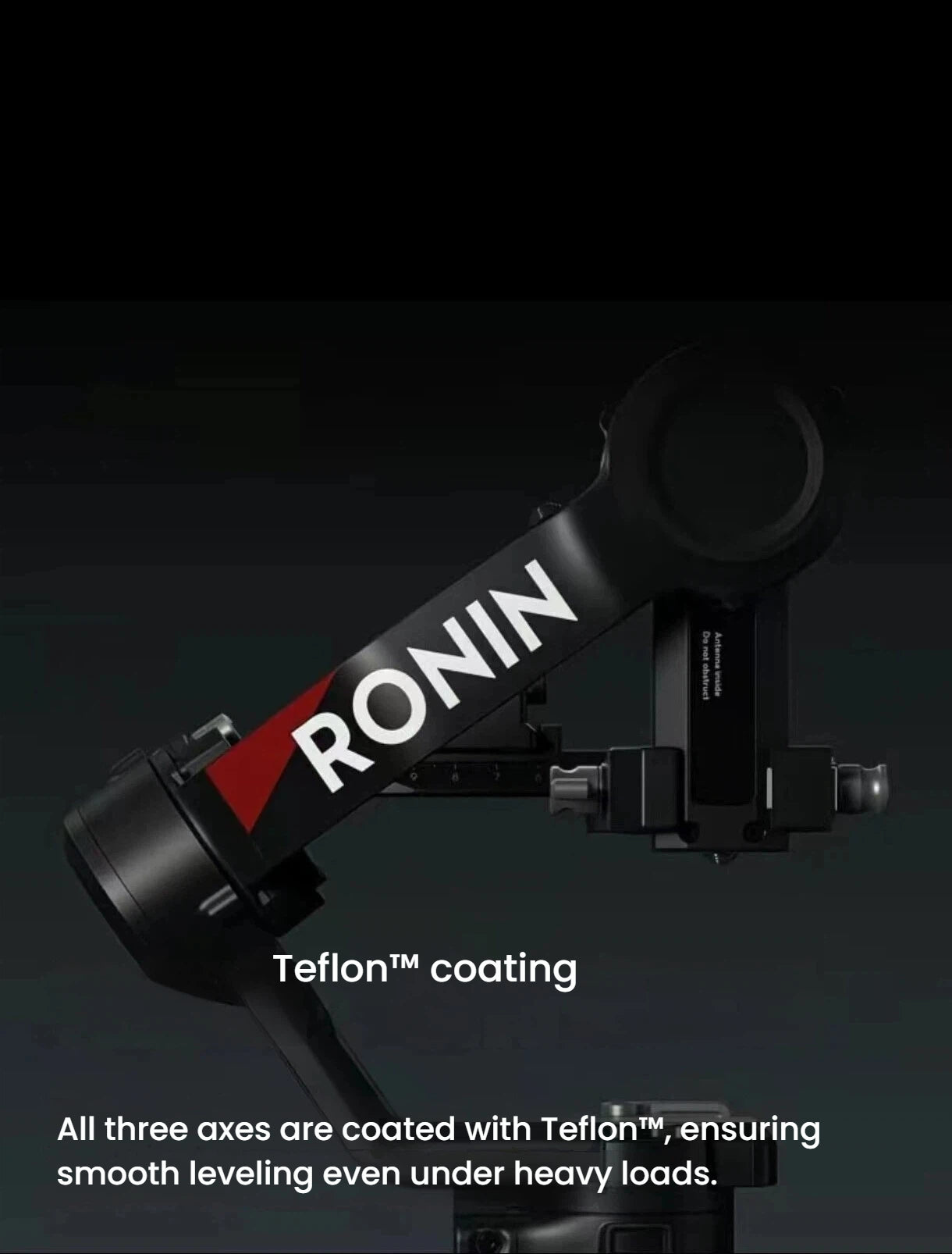 DJI RS4 axes with Teflon coating ensuring friction-free, silent balancing even with heavy mirrorless or DSLR rigs.
