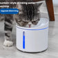 Gray tabby cat drinking from DOGNESS 1 L silent-upgrade fountain, featuring gentle stream and blue LED indicator.