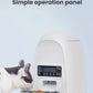 Cat eating from DOGNESS Mini programmable feeder featuring foolproof button panel and clear LCD screen for quick setup.