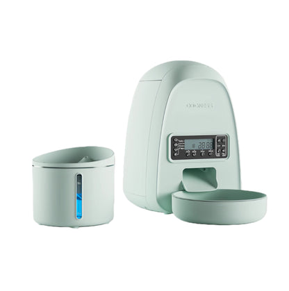 Mint-green DOGNESS Mini feeder and 1 L sensor fountain set, compact design for fresh food and water in one kit.