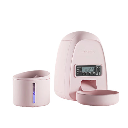 Pastel-pink DOGNESS Mini feeder and 1 L fountain kit, matching colors for stylish, coordinated cat or small-dog feeding station.