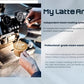 Professional latte art creation with DeLonghi La Specialista Maestro EC9665BM, demonstrating its steaming capabilities.