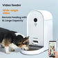 Corgi eating from Dogness 6 L camera feeder while owner uses phone to watch wide-angle video and dispense food remotely.