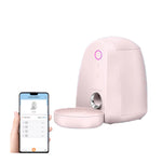 Pastel-pink Dogness Mini 2 L Wi-Fi pet feeder with app-based portion control and timed feeding for cats and small dogs.