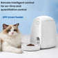 Ragdoll cat beside white Dogness Mini 2 L app smart feeder, showcasing on-time, quantitative feeding via mobile app.