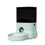 Mint-green Dogness F11 Wi-Fi app-controlled feeder with black hopper and coordinated bowl, ideal for modern pet homes.