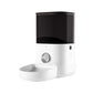 White Dogness F11 Wi-Fi app feeder with black translucent hopper, stainless-steel bowl, and one-button manual feed.
