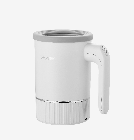 Side view of Dogness Automatic Pet Paw Cleaner in white – featuring sleek design, built-in handle, and soft silicone rim for comfortable use