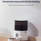 White and black Dogness F10 4L automatic pet feeder dispensing dry food into bowl on hardwood floor, app-controlled scheduling for cats and dogs.