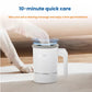 White dog placing paw into Dogness Automatic Pet Foot Wash Cup – receives a relaxing 10-minute massage and spa-like treatment with gentle rotation