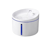 Dogness Smart Fountain Plus automatic water dispenser in white with blue LED ring and flowing water feature; sleek design for cats and small pets